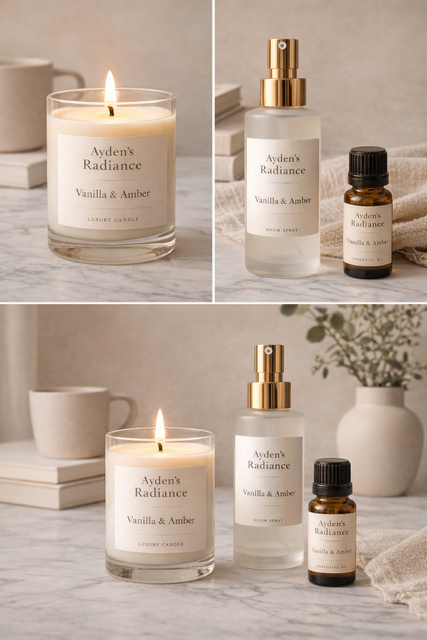 💎 Golden Serenity – Vanilla & Amber Home Fragrance